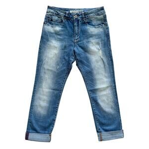 Parasuco Jeans Womens Size 27 Blue Crop‎ High Rise Distressed 1234